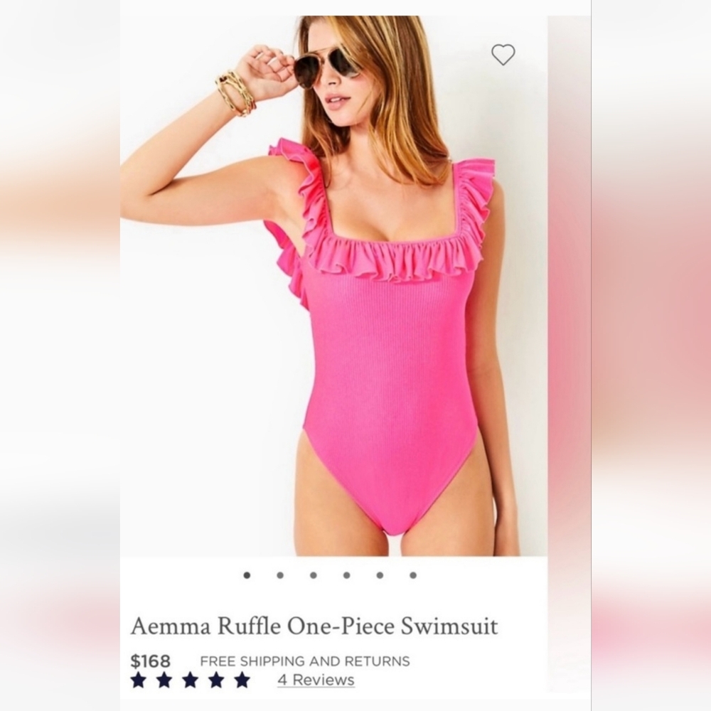 NEW Lilly Pulitzer Hot Pink Aemma Ruffle One-Piece Swimsuit Size 6